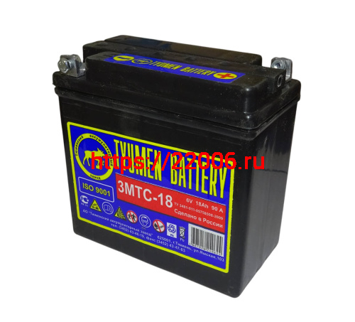 Аккумулятор  6В 18 А/ч, г.Тюмень (3 МТС-18)  (140х75х135) обрат. пол., Кислот.Сухозаряд. фото 2