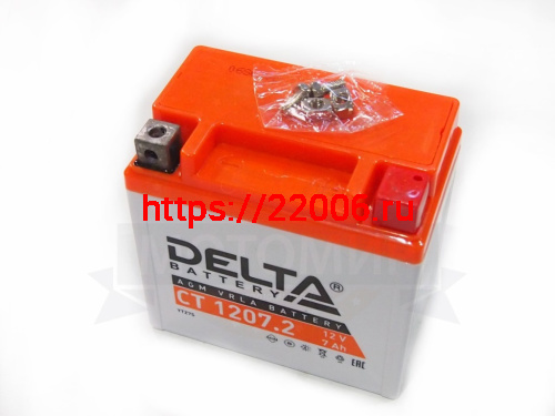 Аккумулятор 12В 7 А/ч, кислотный AGM ((Delta CT 1207.2) , (114x70x108) обратная полярность Аккумулятор 12В 7 А/ч, кислотный AGM ((Delta CT 1207.2) , (114x70x108) обратная полярность