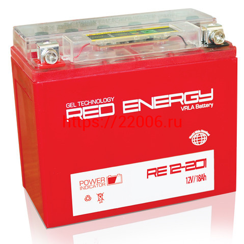 АКБ RED ENERDGY RE 12201 YTX20L-BS, YTX20HL-BS, YB16L-B, YB18L-A (177*88*154) АКБ RED ENERDGY RE 12201 YTX20L-BS, YTX20HL-BS, YB16L-B, YB18L-A (177*88*154)