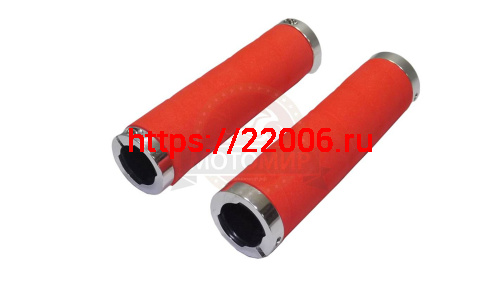 Грипсы для велосипеда 130мм, мягкие, с двумя грипстопами, с заглушками, красные с серебром (HL- G21 фото 3 Грипсы для велосипеда 130мм, мягкие, с двумя грипстопами, с заглушками, красные с серебром (HL- G21 фото 3