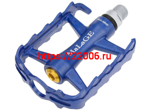 Педали Вело алюминий 95х72х24мм, МТB MALAGE, ось CrMo,1 шар.подш.+1 подш.скольж,черн.,син, mlg-AR07,