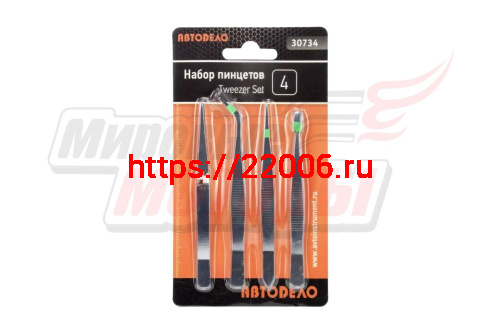Пинцеты "АвтоДело" набор 4шт. (30734-AD) Пинцеты "АвтоДело" набор 4шт. (30734-AD)