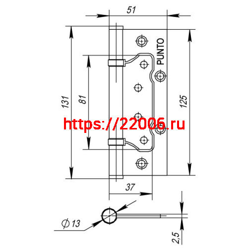 Петля Punto (Пунто) универсальная без врезки IN5200W SC (200-2B 125x2,5) мат. хром фото 3 Петля Punto (Пунто) универсальная без врезки IN5200W SC (200-2B 125x2,5) мат. хром фото 3