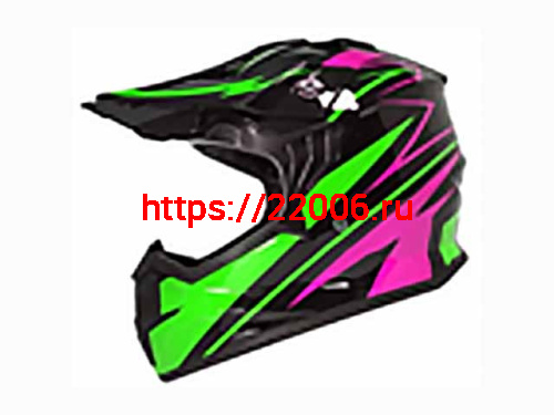 Мотошлем VIRTUE MD-911 Детский Кросс черно-зелено-фиолетовый (L)