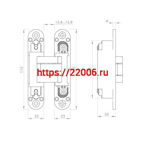 Петля Armadillo (Армадилло) скрытой установки U3D3000.VPG FSG флор. золото TECH фото 2