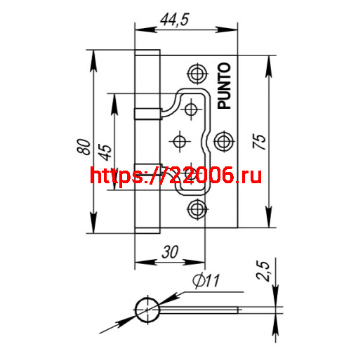 Петля Punto (Пунто) универсальная без врезки IN3200W CFB (200-2B 75x2,5) кофе глянец фото 3 Петля Punto (Пунто) универсальная без врезки IN3200W CFB (200-2B 75x2,5) кофе глянец фото 3