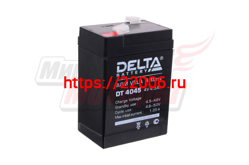 Аккумулятор герметичный 4В 4,5Ач DELTA DT4045 (70*47*101мм) (электрооборудование, кассовые апп-ты)