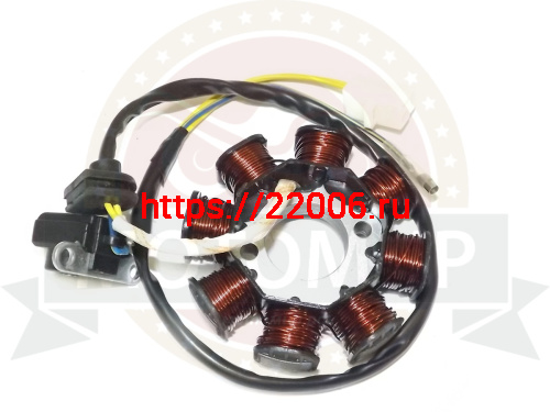 Зажигание 4х т GY6-50, QT-3-1 голое (без маховика) (cтатор 8 катушек 3 провода) Activ Novo Зажигание 4х т GY6-50, QT-3-1 голое (без маховика) (cтатор 8 катушек 3 провода) Activ Novo