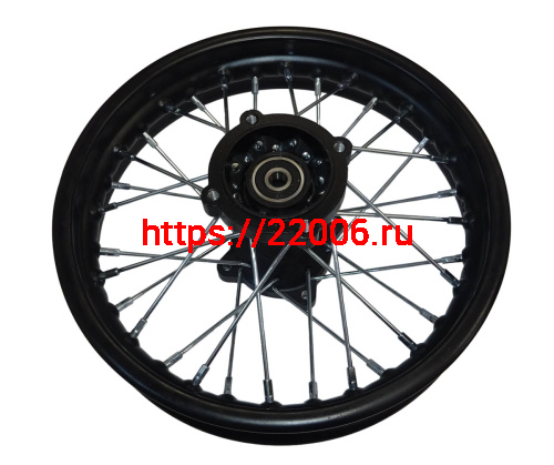 Обод 12" задний спицы,  диск. тормоз 1,85-12   ПИТ-БАЙК (32Н), в сборе, ось D12 мм (4 отв.звезды) фото 3