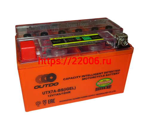 Аккумулятор 12В  7 А/ч  UTX7A-BS iGEL, OUTDO  (150х86х94) прямая пол.