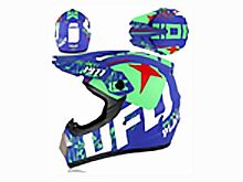 Мотошлем VIRTUE MD-905 Кросс сине-зеленый матовый с рисунком (L)