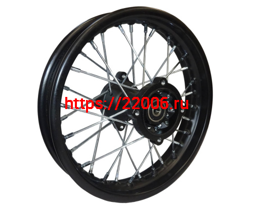 Обод 12" задний спицы,  диск. тормоз 1,85-12   ПИТ-БАЙК (32Н), в сборе, ось D12 мм (4 отв.звезды)