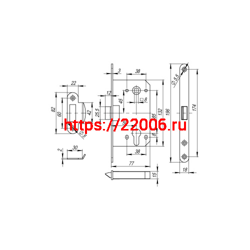 Корпус Fuaro (Фуаро) врезного замка c защёлкой PLASTP85C-50 (P85C-50) SSC сатинированный хром фото 3 Корпус Fuaro (Фуаро) врезного замка c защёлкой PLASTP85C-50 (P85C-50) SSC сатинированный хром фото 3
