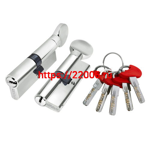 Цилиндровый Fuaro (Фуаро) механизм (D-PRO502-8/80) D-PRO5002-8Knob80(35+10+35) CP хром 5+1Key с верт. перекод.