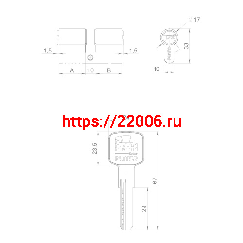 Цилиндровый Punto (Пунто) механизм Z3000Key90(40+10+40) СP хром фото 3 Цилиндровый Punto (Пунто) механизм Z3000Key90(40+10+40) СP хром фото 3