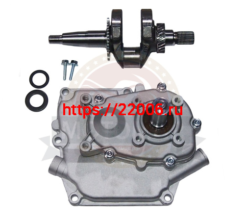 Редуктор внутренний для 168F, 168F-2, БЕЗ сцепления 1:2 (ВАЛ 20ММ), с коленвалом и мал. звездой Редуктор внутренний для 168F, 168F-2, БЕЗ сцепления 1:2 (ВАЛ 20ММ), с коленвалом и мал. звездой