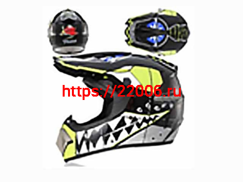 Мотошлем VIRTUE MD-905 Кросс черный с зелёным рисунком (XL)