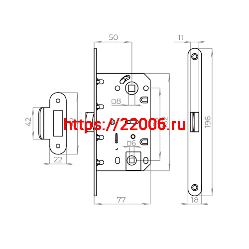Защелка Ajax (Аякс) врезная PLASTLP96WC-50 CP хром фото 3 Защелка Ajax (Аякс) врезная PLASTLP96WC-50 CP хром фото 3