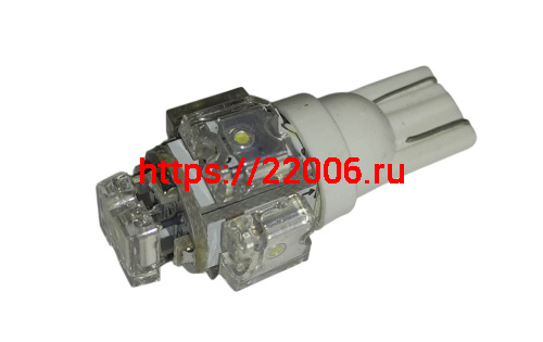 Лампа светодиодная (LED) 12V T10 (W2,1х9,5d) 5LED W5W белая фото 2 Лампа светодиодная (LED) 12V T10 (W2,1х9,5d) 5LED W5W белая фото 2