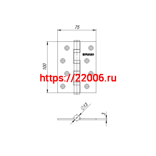 Петля Fuaro (Фуаро) универсальная HEAVY IN4400U AB (бронза) 100х75х3 мм фото 3 Петля Fuaro (Фуаро) универсальная HEAVY IN4400U AB (бронза) 100х75х3 мм фото 3