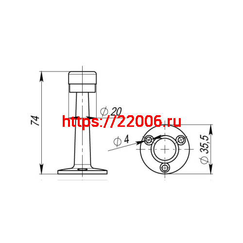 Упор Armadillo (Армадилло) дверной настенный STOPPER/ZA033 (DH033ZA) CP-8 хром фото 3 Упор Armadillo (Армадилло) дверной настенный STOPPER/ZA033 (DH033ZA) CP-8 хром фото 3