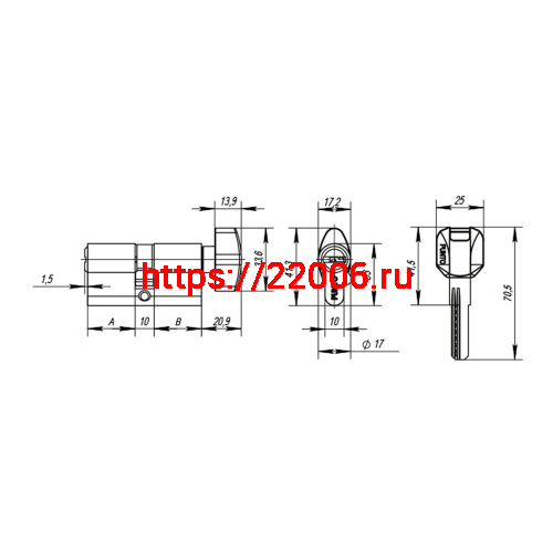 Цилиндровый Punto (Пунто) механизм MaxPro7002Knob90mm(35+10+45) SN никель 7key с вертушкой фото 4 Цилиндровый Punto (Пунто) механизм MaxPro7002Knob90mm(35+10+45) SN никель 7key с вертушкой фото 4