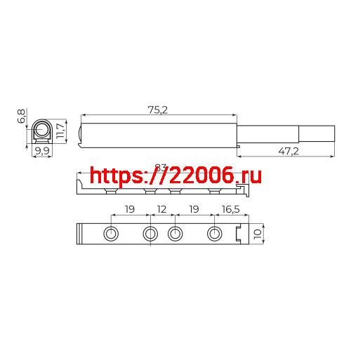 Толкатель Ajax (Аякс) мебельный пластиковый DMP-85/14M с магнитом WH белый фото 2 Толкатель Ajax (Аякс) мебельный пластиковый DMP-85/14M с магнитом WH белый фото 2