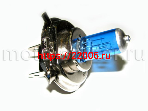 Лампа головного света галоген H4 P43T 18/18W синяя Лампа головного света галоген H4 P43T 18/18W синяя