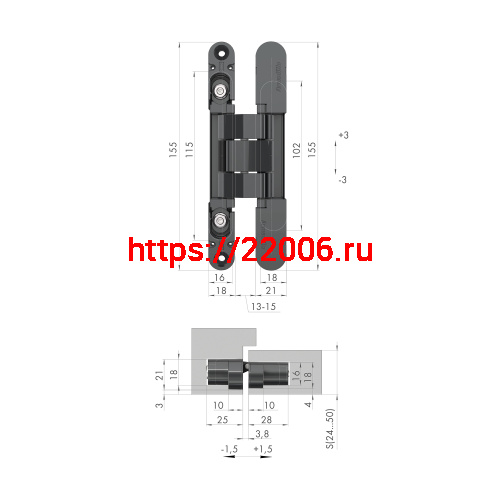 Петля Armadillo (Армадилло) скрытой установки U3D2400.VPG BL черный TECH фото 2 Петля Armadillo (Армадилло) скрытой установки U3D2400.VPG BL черный TECH фото 2